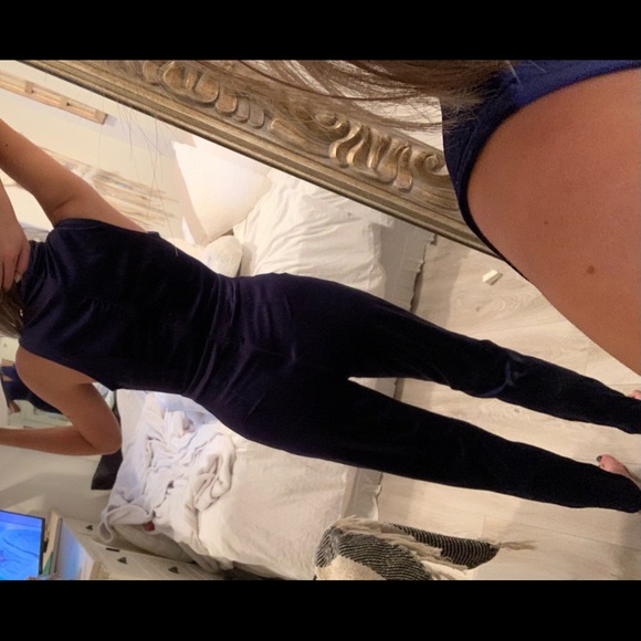 Blue Velvet Jumpsuit - Picture 2 of 5